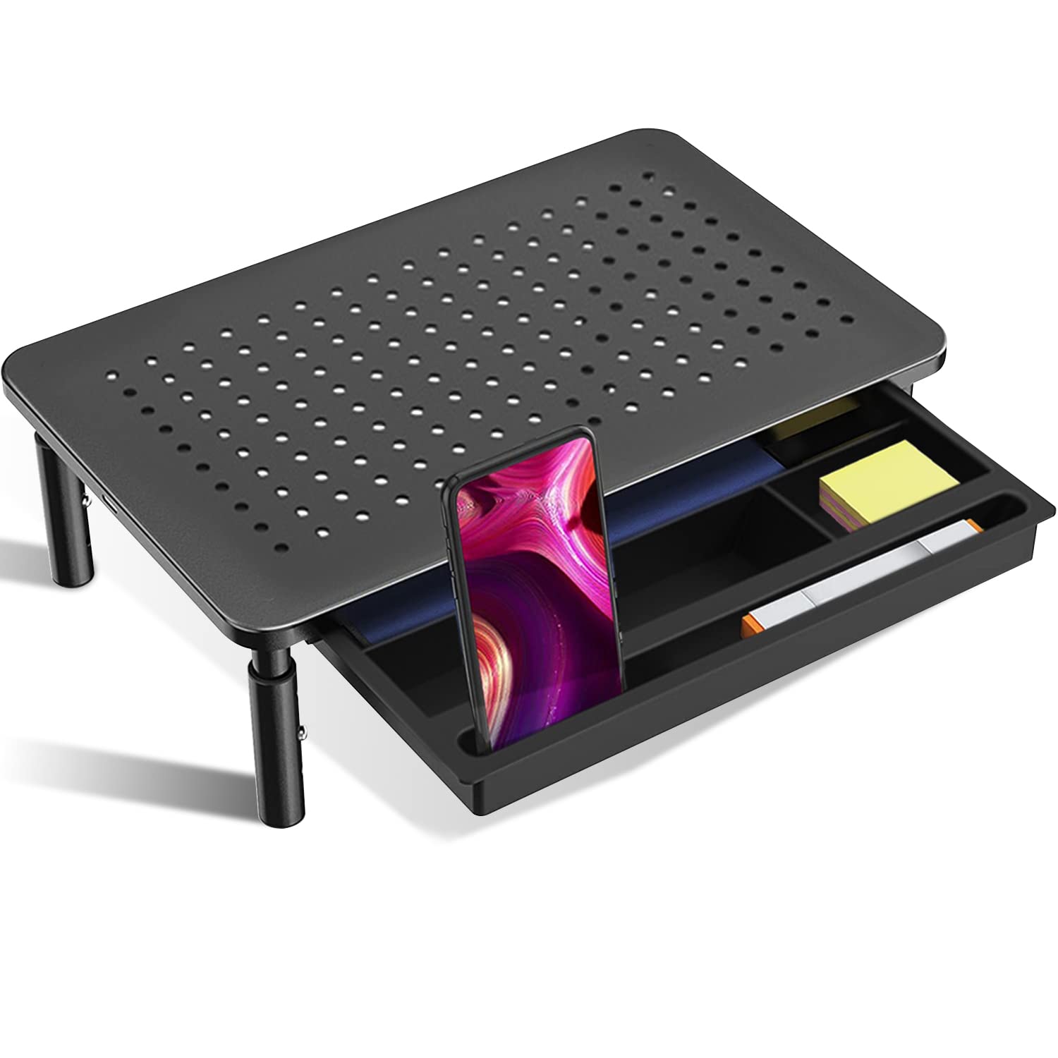 ZORBES Monitor Stand for Desk 3 Height Adjustable Monitor Stand with Drawer, Monitor Stand for Table, Desktop Monitor Riser for Computer, Laptop, Notebook, Printer, Load Up to 40LBS /18KG ZORBES Monitor Stand for Desk 3 Height Adjustable Monitor Stand with Drawer, Monitor Stand for Table, Desktop Monitor Riser for Computer, Laptop, Notebook, Printer, Load Up to 40LBS /18KG